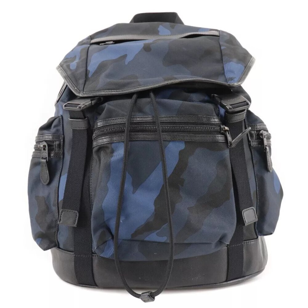 COACH Backpack Daypack camouflage Blue / black Nylon/Calfskin mens - Picture 4 of 12